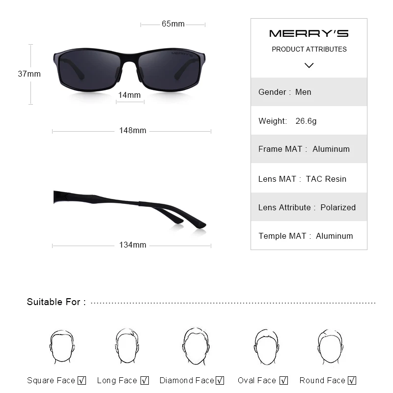 Koop MERRYS ONTWERP Mannen Klassieke Aluminium Zonnebril HD Gepolariseerde Zonnebril Voor Mannen Outdoor Sport UV400 Bescherming S8266