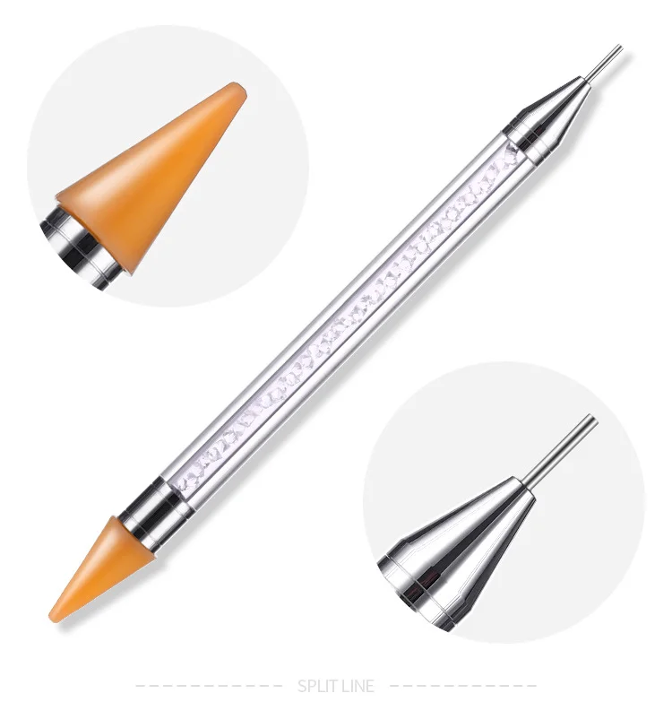 1 шт двухконцевая ручка для ногтей, инструмент гвоздики со стразами, восковой карандаш, маникюрная Хрустальная ручка для бисера, художественные инструменты для ногтей