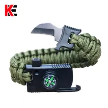 Открытый браслет для выживания для мужчин и женщин Плетеный Паракорд Браслет Кемпинг Туризм аварийная спасательная Веревка Браслеты нож компас