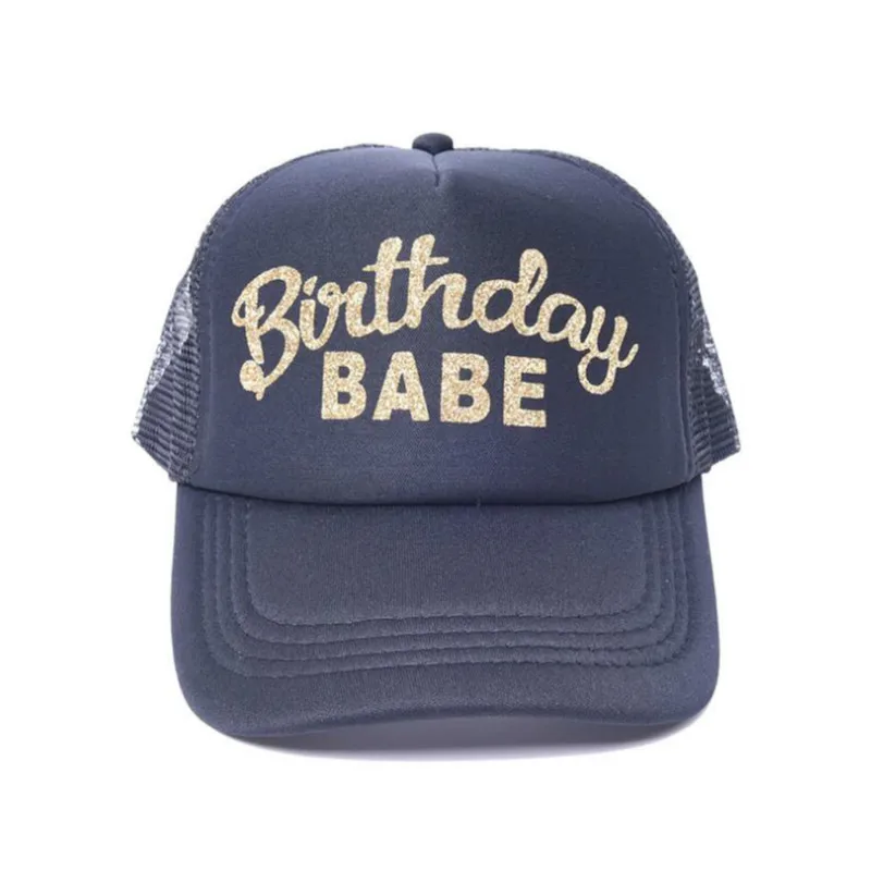 

Birthday Party Club Mesh Men Hat Cap Adjustable Printed Birthday BABE Baseball Cap Black Birthday SQUAD Summer Women Trucker Hat