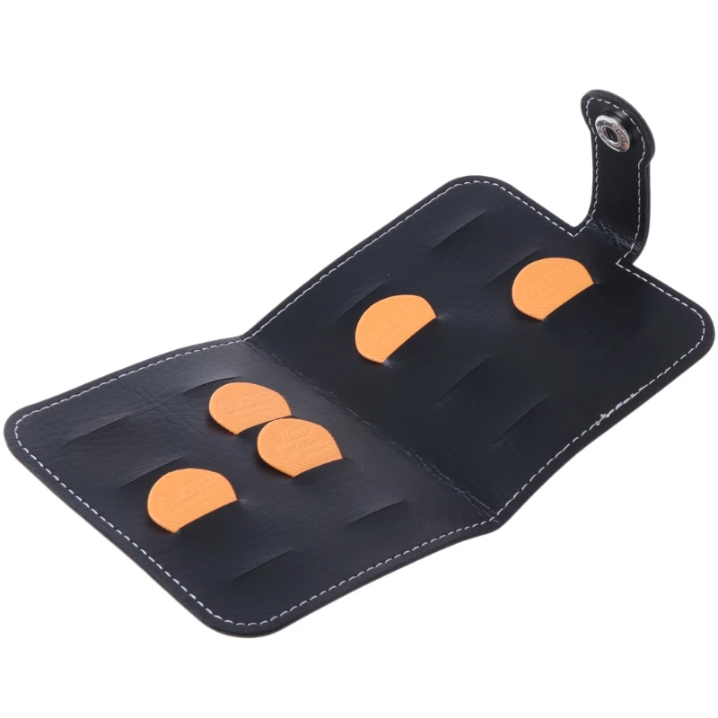 

Guitar Picks Package 16 Holes Black Ukulele Pick Bag Leather Music Accessories