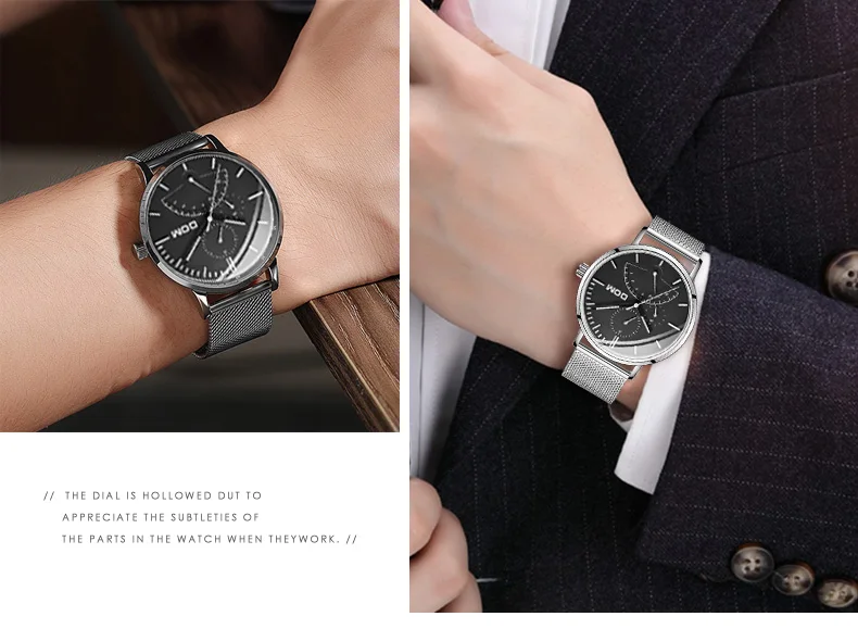 DOM мужские часы люксовый бренд многофункциональные мужские спортивные кварцевые часы водонепроницаемые кожаные черные наручные часы Мужские часы M-511D-7M