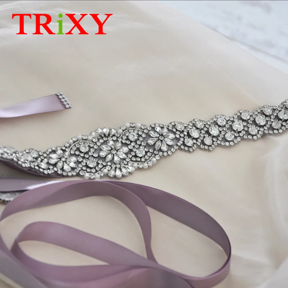 

TRiXY S161C FREE SHIPPING Crystal Wedding Belts Rhinestones Beading Czech Stones Bridal Belt Sash Evening Dress Belt Accessories