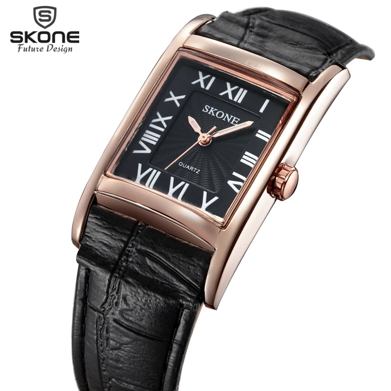 

Skone Roman Number Square Dial Leather Watches Women Luxury Top Brand Fashion Casual Quartz Watch Clock Ladies relogio feminino