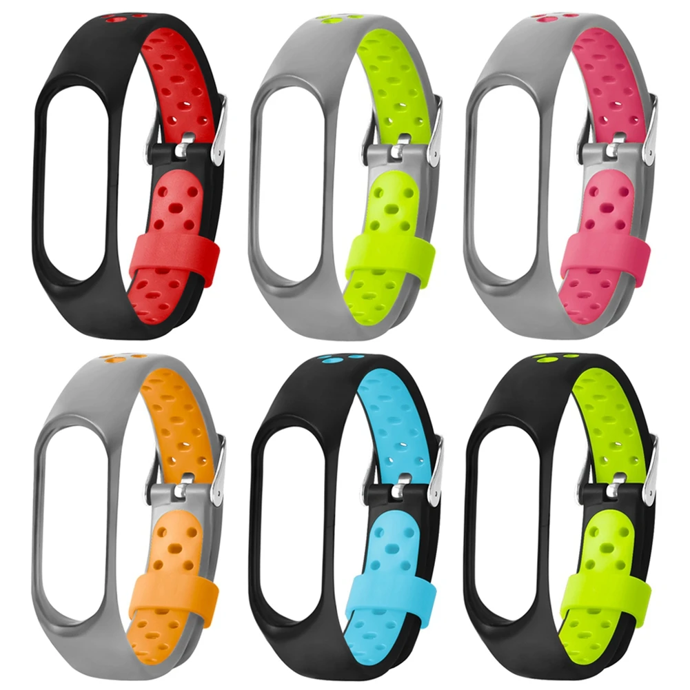 Double Color Mi Band 3 Strap For Xiaomi Mi Band 3 Miband 3 Sport Silicone Bracelet For Xiaomi Mi Band 4 Breathable Watch Band