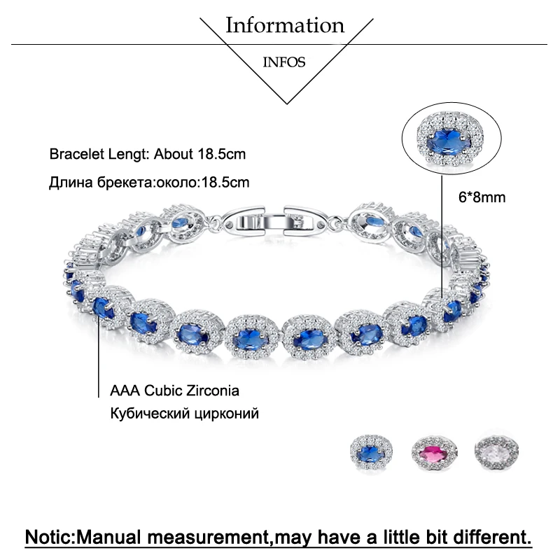 BeaQueen Брендовые женские серебряные ювелирные изделия идеальные овальные огранки кубического циркония камень очаровательные теннисные браслеты B044