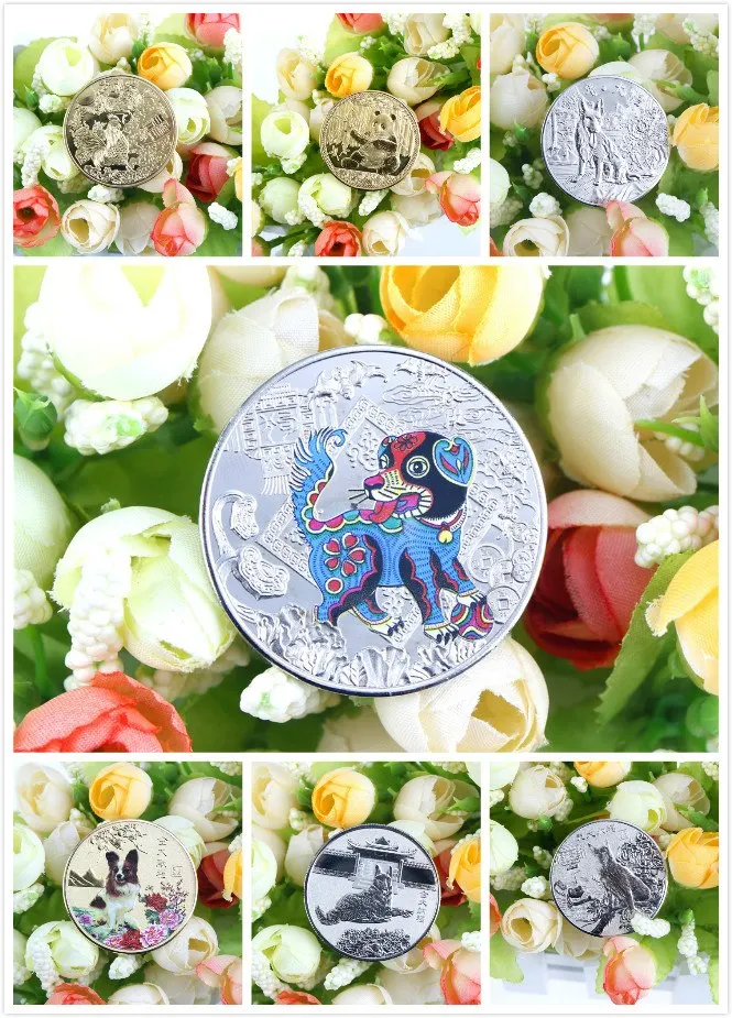 2018 Year Dog Panda Animal Chinese Zodiac Anniversary Souvenir Coin Replica Business Tourism Gift Lucky Character Coin 8 Style