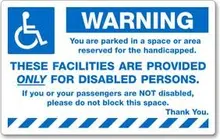 WARNING ONLY FOR DISABLED PERSONS ,5×3.2 inch,Self adhesive label sticker,product code PL31, free shipping