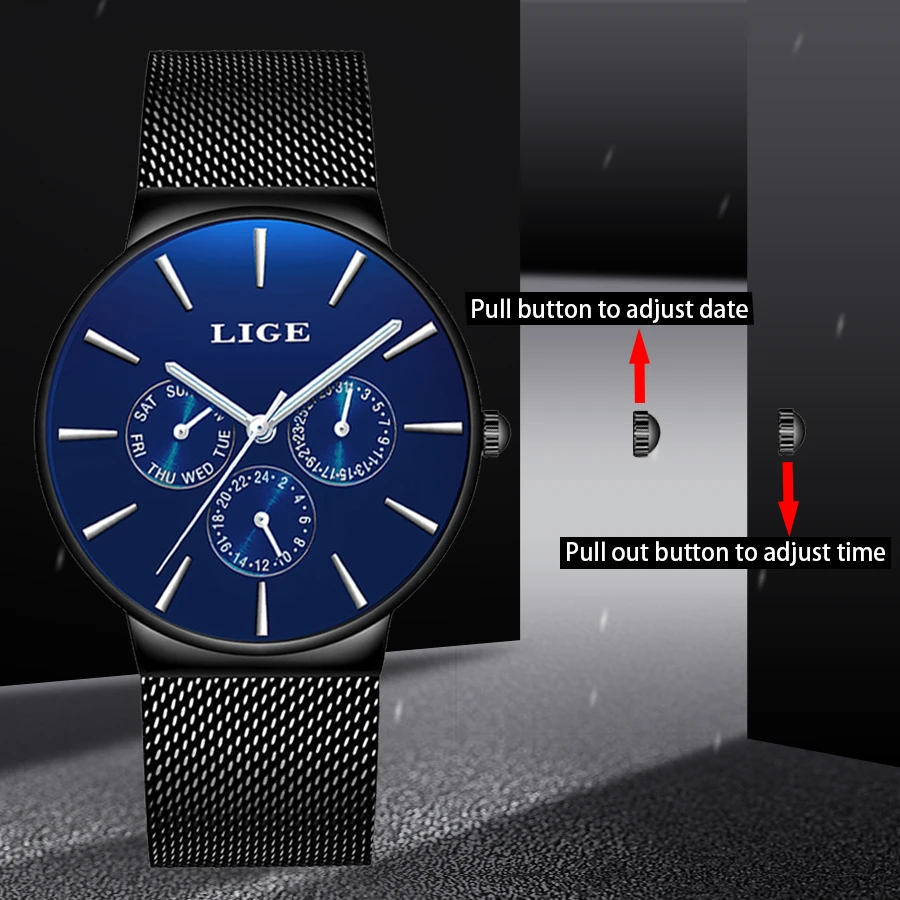 Мужские наручные часы reloj hombre повседневные кварцевые с сетчатым ремешком