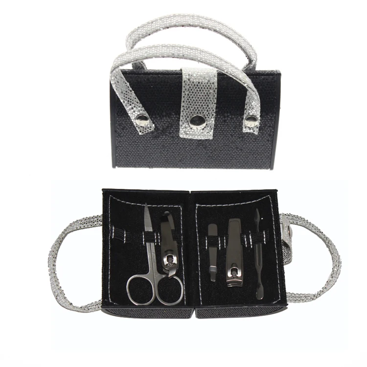 

5Pcs/Set Handbag Shape Black Glitter Manicure Kit Set For Women Men Kid Child Girl Boy Holiday Birthday Christmas Gift Present