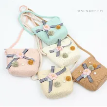 Детская Соломенная пляжная сумка, милая сумка-мессенджер, Детская сумка на плечо, кошелек для монет