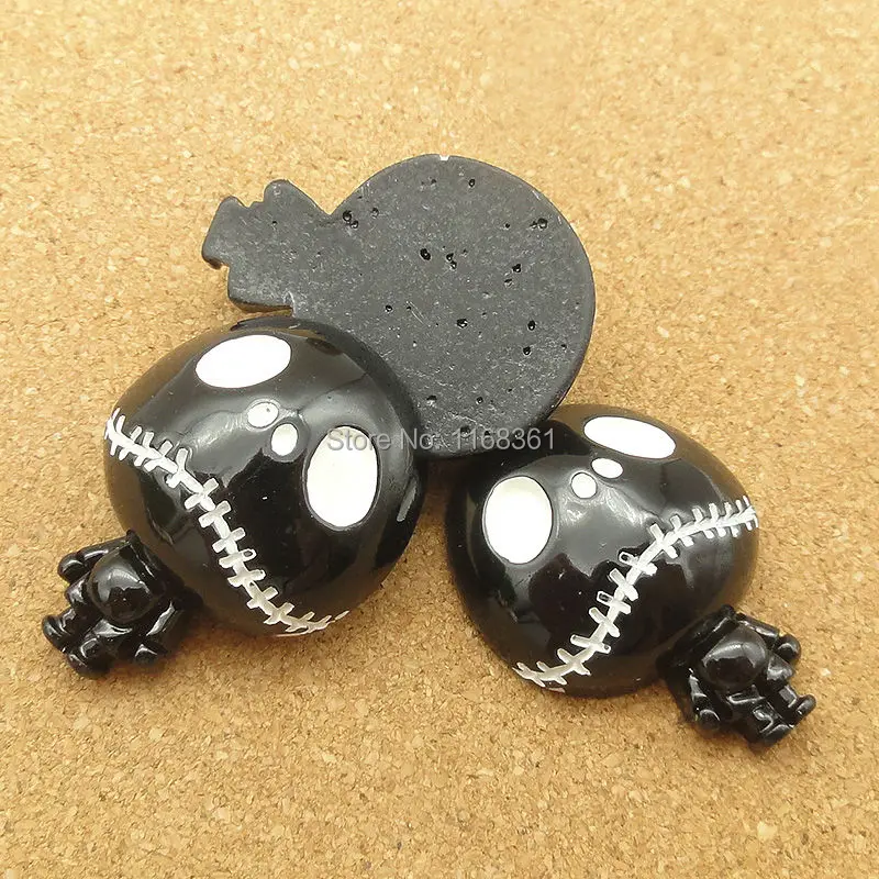 1pcs/lot resin flat back Halloween black ghost 28mm Cabochons Hair Bow Center DIY Christmas decration C119-2