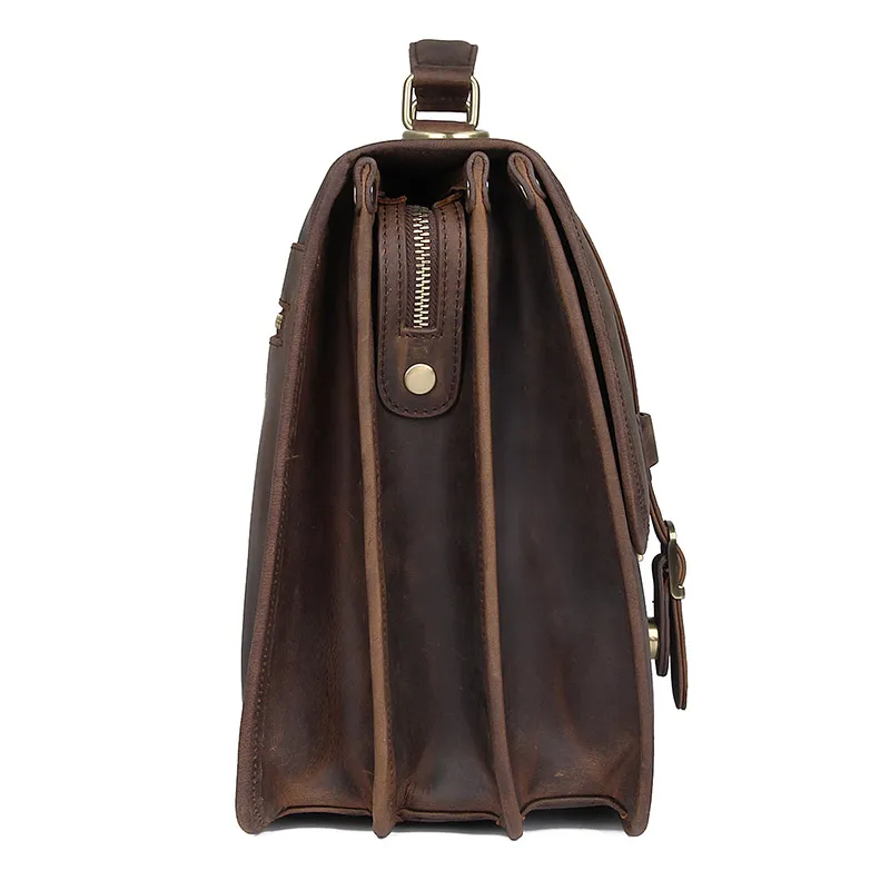 Very best Crazy Horse Leather Retro Laptop Bag Casual Unisex Handbag Postman Briefcase Shoulder Bag Messenger