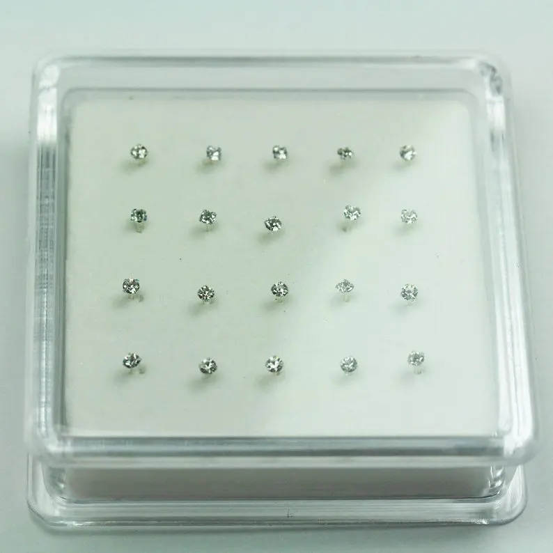 Серебро 925 пробы 2,5 мм Кристалл нос Pin Stud Мужская Индийский украшение для пирсинга носа 20 шт./упак