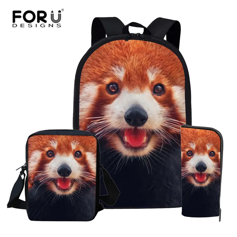 

FORUDESIGNS Red Lesser Panda School Bags Set for Teenagers School Backpack Children Large School Backpack Kids Book Bags Mochila