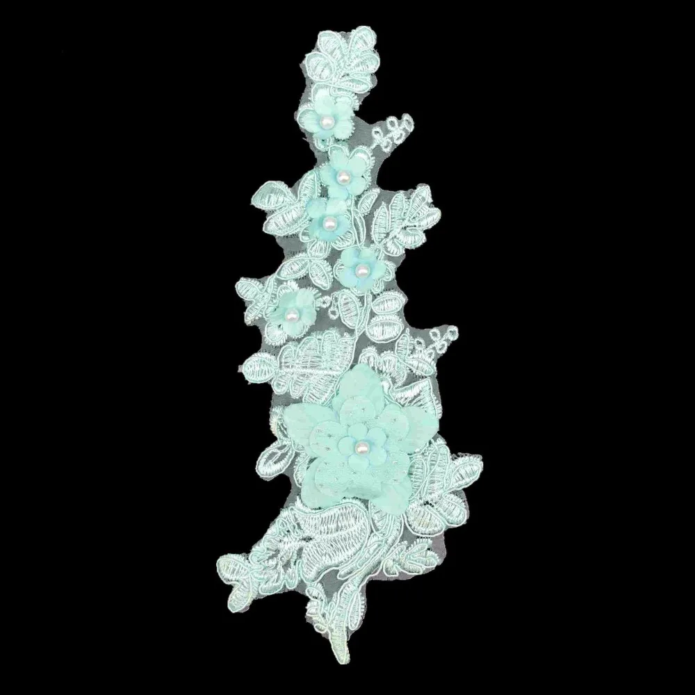 Wholesale Beading Net Yarn Embroidered Patches Lace Collar Applique 3D Embroidery DIY Sewing