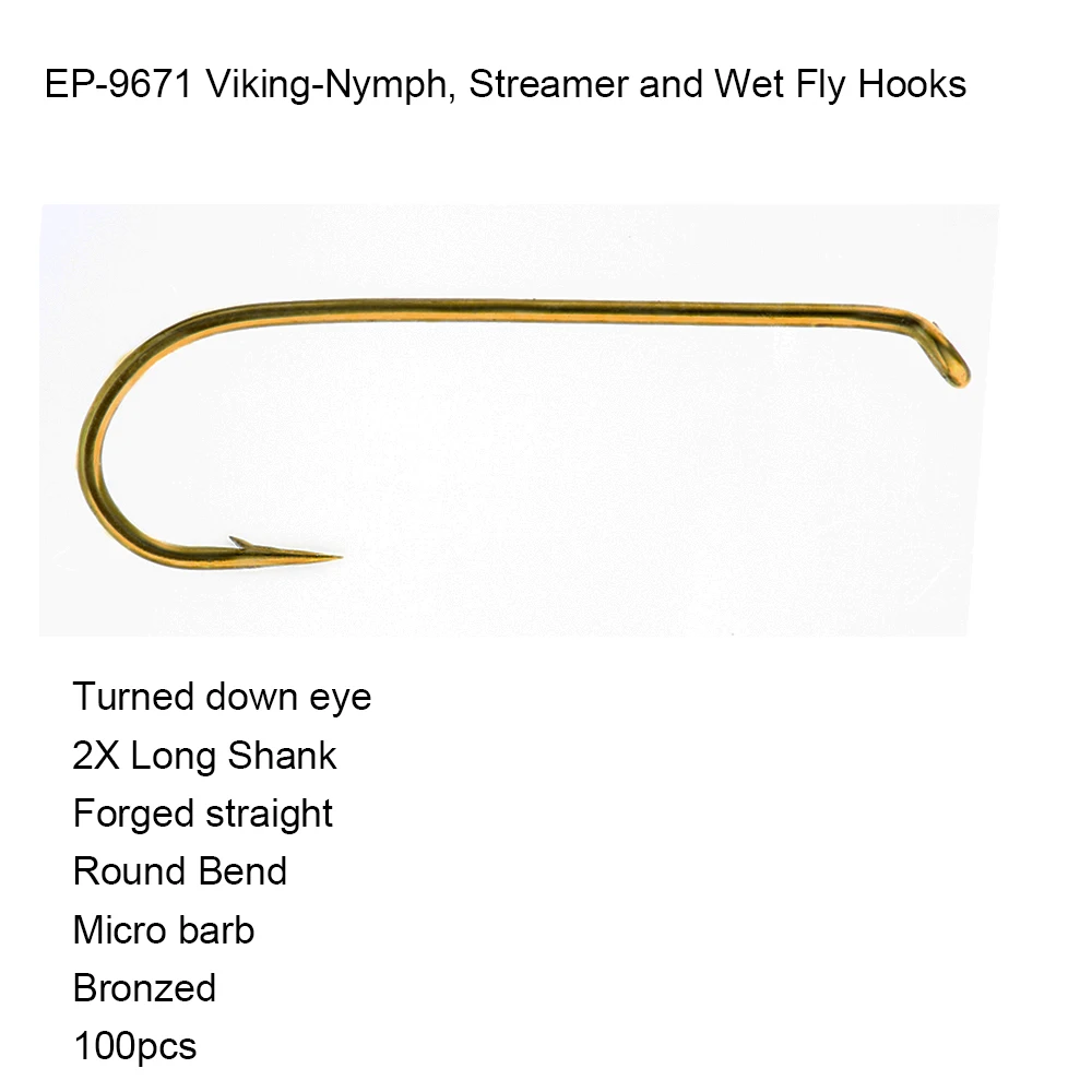 Eupheng 100pcs EP 9671 Viking Nymph Streamer And Wet Micro Barb Classic