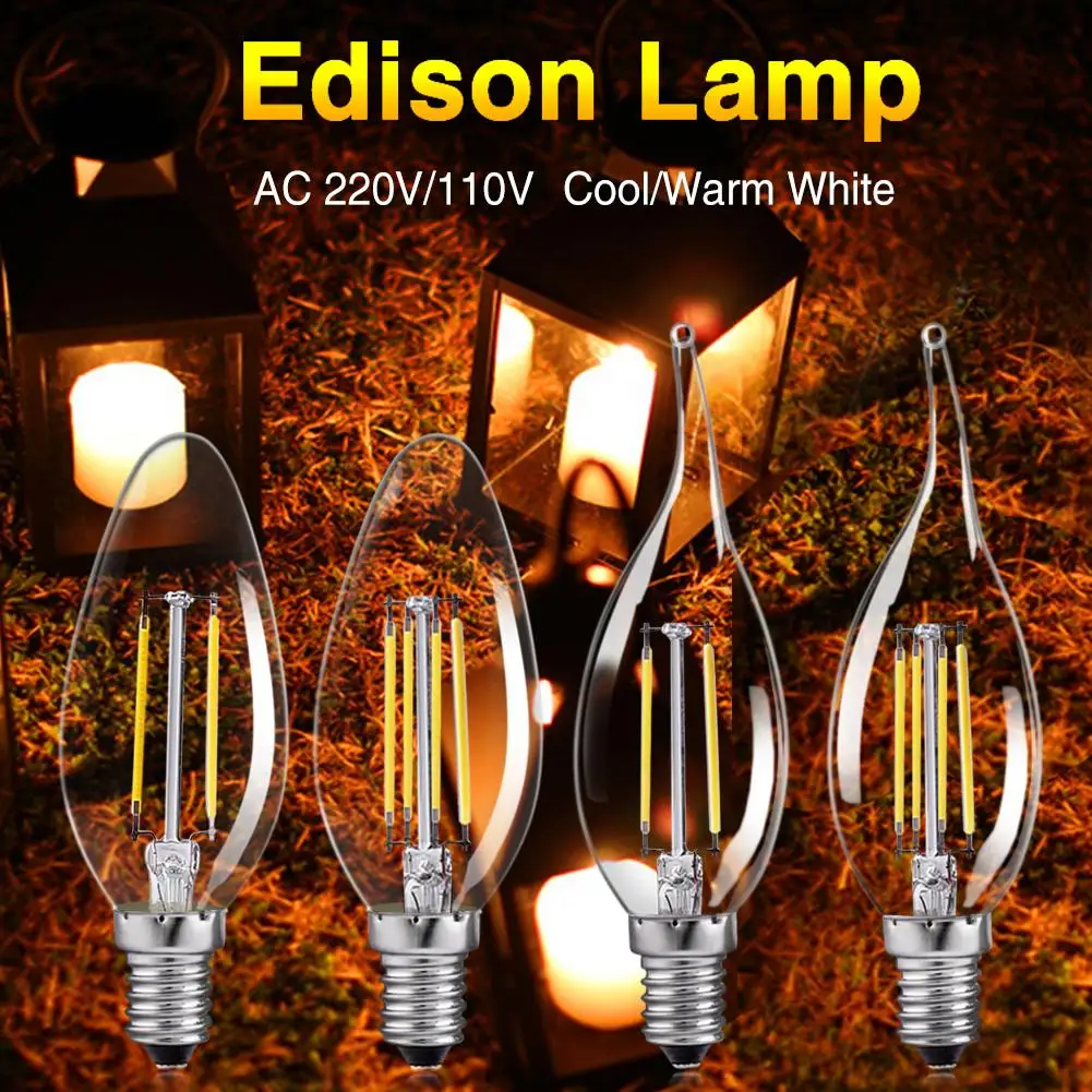 

Dimmer Antique Retro Vintage LED Edison Bulb E27 LED Bulb E14 Filament Light 220V Glass Bulb Lamp 8W 16W Candle Light Lamp