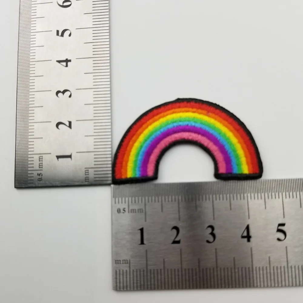 Rainbow custom logo cartoon patches kids garment labels decoration beauty embroider iron on front  patch cloth stickers (2)