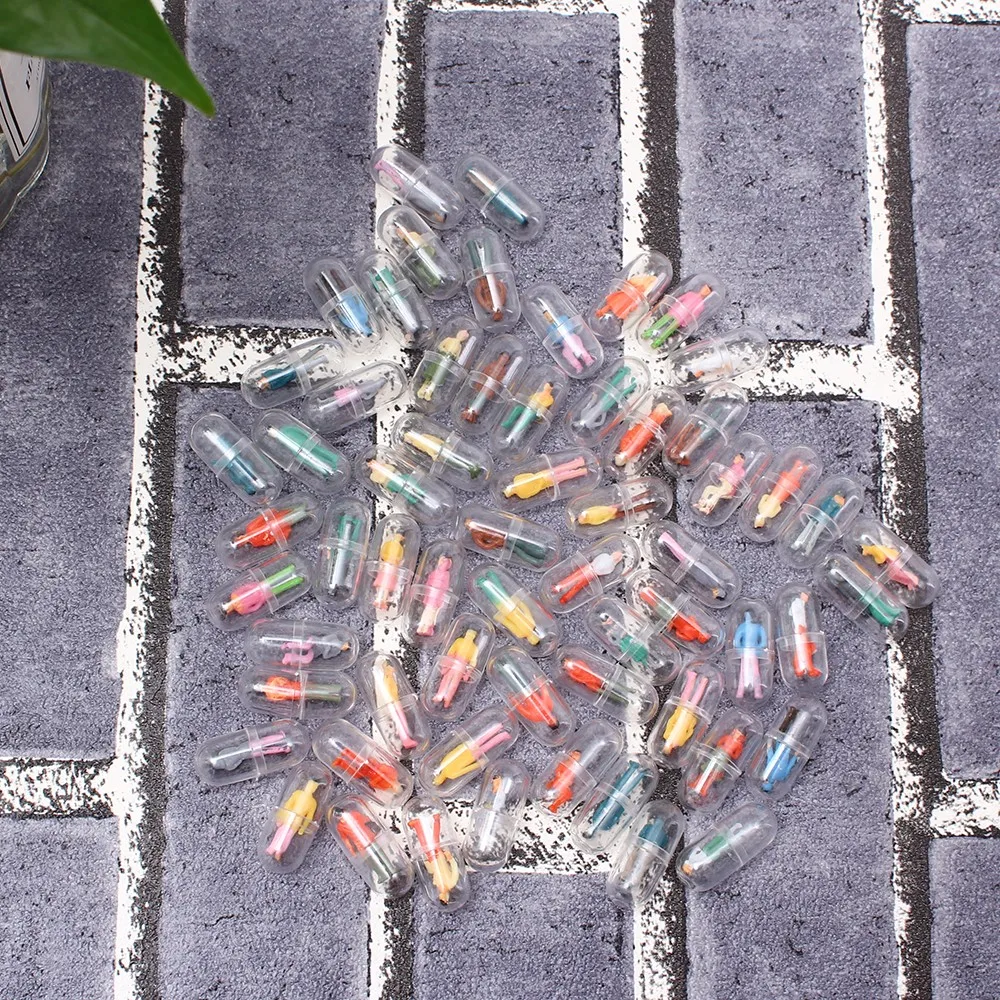 

60pcs Transparent Capsule Shell Plastic Pill Container Medince Pill Cases Bottle Splitters Capsule Figurines DIY Accessories