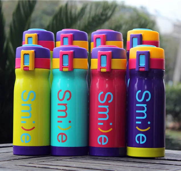 Smile Creative Thermos Bottle Double Layer Vacuum Flask Cup Candy Color