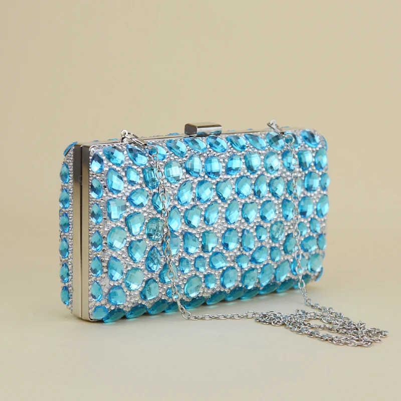 Bolso de mano de mujer azul cielo de moda de lujo de diamantes de imitación  para Banquete de noche, diamantes, bolso de mano de día, novedad, bolso de  mujer, bolso de noche