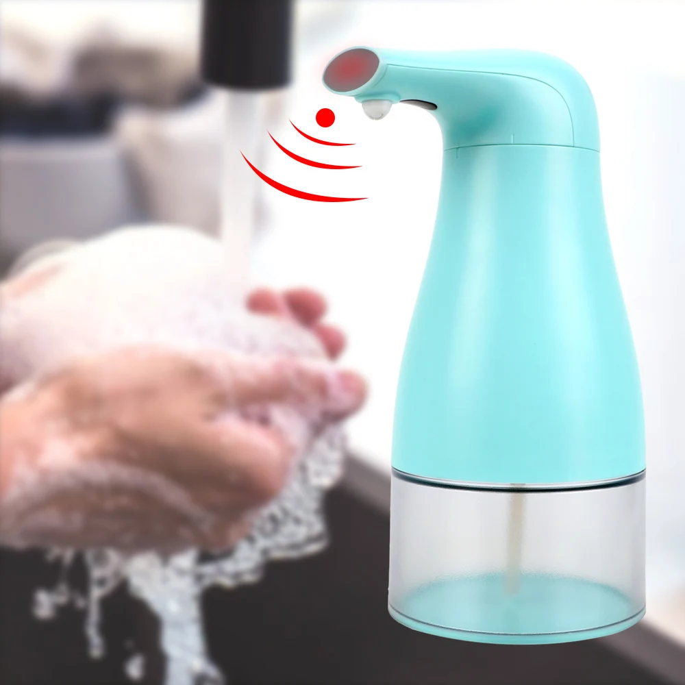 Automatic Sensor Soap Dispenser 250ml Touchless Foaming Soap Dispenser Blue/ White Battery Powered Bathroom Kitchen Soap Bottle