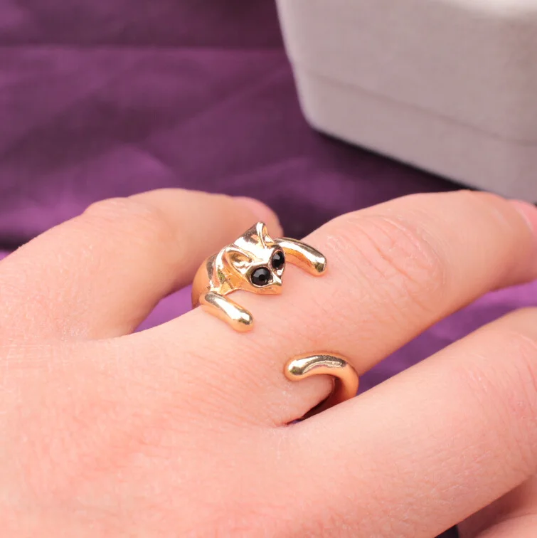 Buy 2 Colors Adjustable Cat Rings Animal Ring For