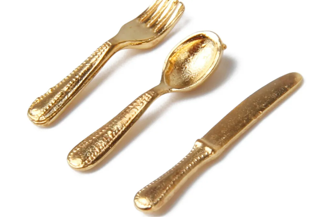 12 قطعة 1/12 دمية مصغرة الفولاذ أدوات مائدة من الفولاذ مجموعة الكلاسيكية مسرحية أثاث المطبخ لعبة للأطفال دمية