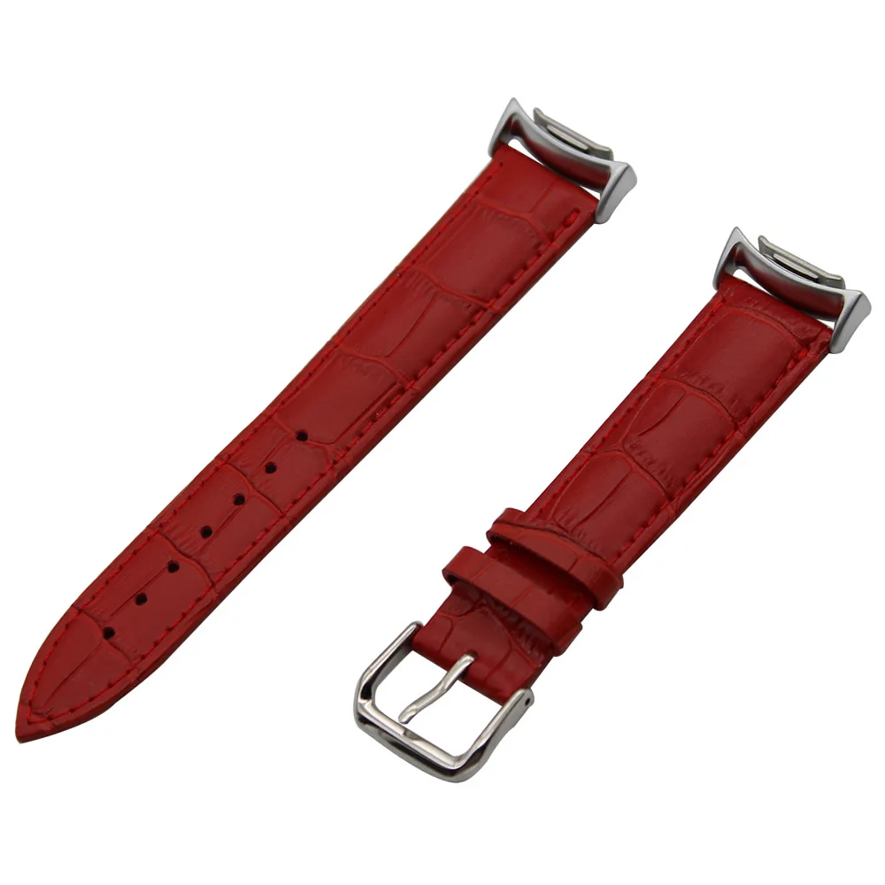 Ремешок из натуральной телячьей кожи для samsung gear Fit 2 SM-R360 ремешок для часов ремень из крокодильей кожи браслет на запястье черный коричневый красный белый - Цвет ремешка: Red