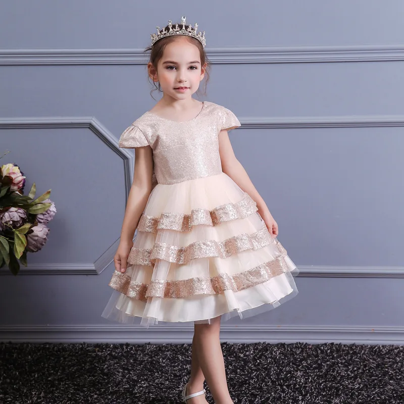 2019 Girls Dress Pegeant Sequined Backless Kids Dresses For Girls Wedding Party Princess Dresses Baby Girls Layered Tutu Dresses (11)