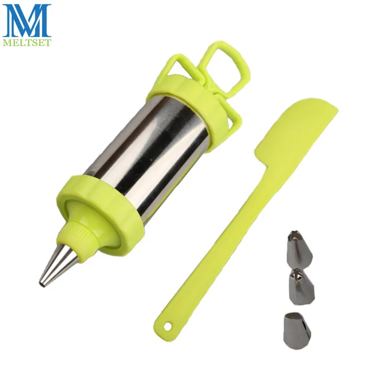 

Meltset Pastry Tool Stainless Steel Cake Nozzle Icing Piping Cream Syringe Tips Cake Decorating Piping Pen With Silicone Spatula