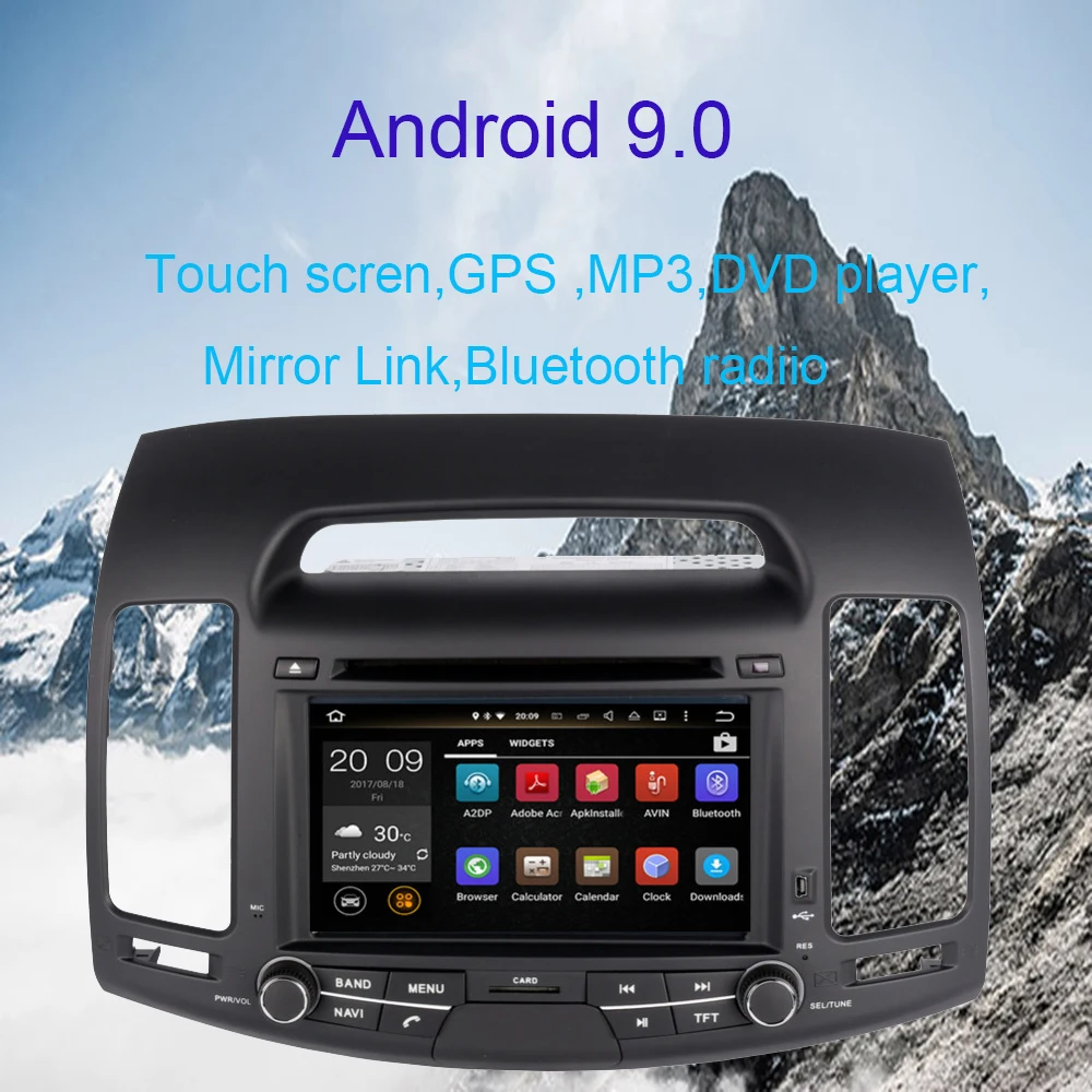 Sale Android 9.0 Autoradio audio multimedia pc tablet with 4G Lte wifi for Hyundai Elantra 2007-2011 GPS Navigation DVD Multimedia 0