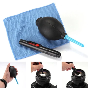 

3 in 1 Suit Dust Cleaner Camera Cleaning Lens Brush Air Blower Wipes Clean Cloth kit for DSLR VCR Camera