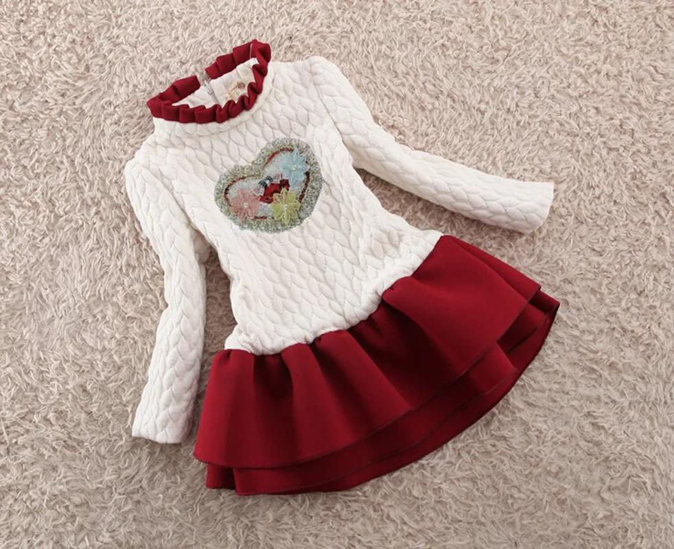 Bibicola/ г. Зимние Детские плотные теплые платья детское милое платье ярких цветов платье из плотного бархата для маленьких девочек