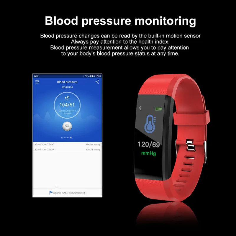 Модный умный Браслет пульсометр Монитор артериального давления цветной экран Вибрационный будильник Pk Fitbits Miband 3