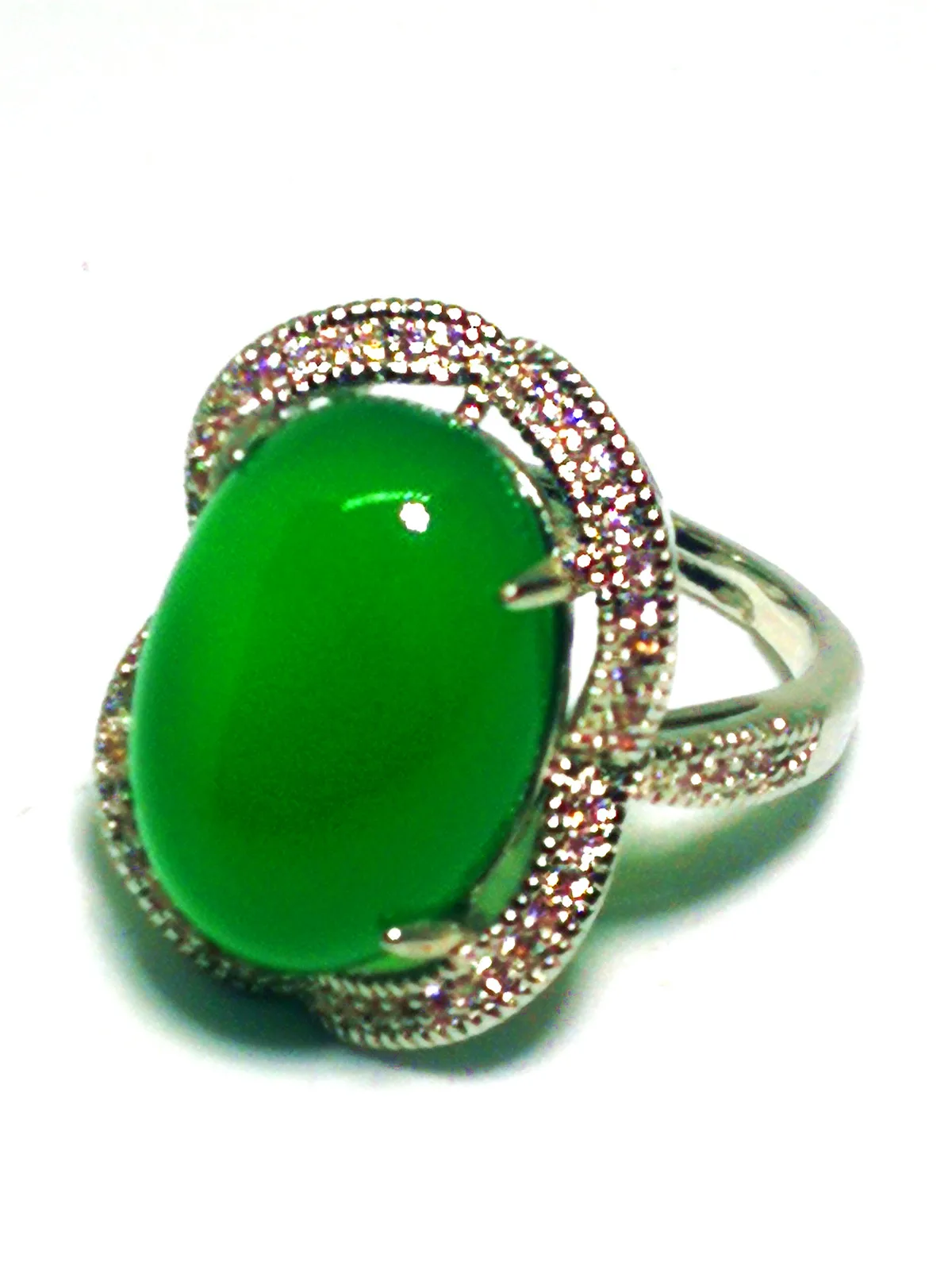 Natural Green Jade Agate Wedding Women Gemstone Sterling Emerald Silver