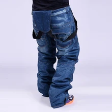 2016 brand new old-style suspenders thickened Denim pants for men Snowboard proof d ‘windproof pants breathable water skiing