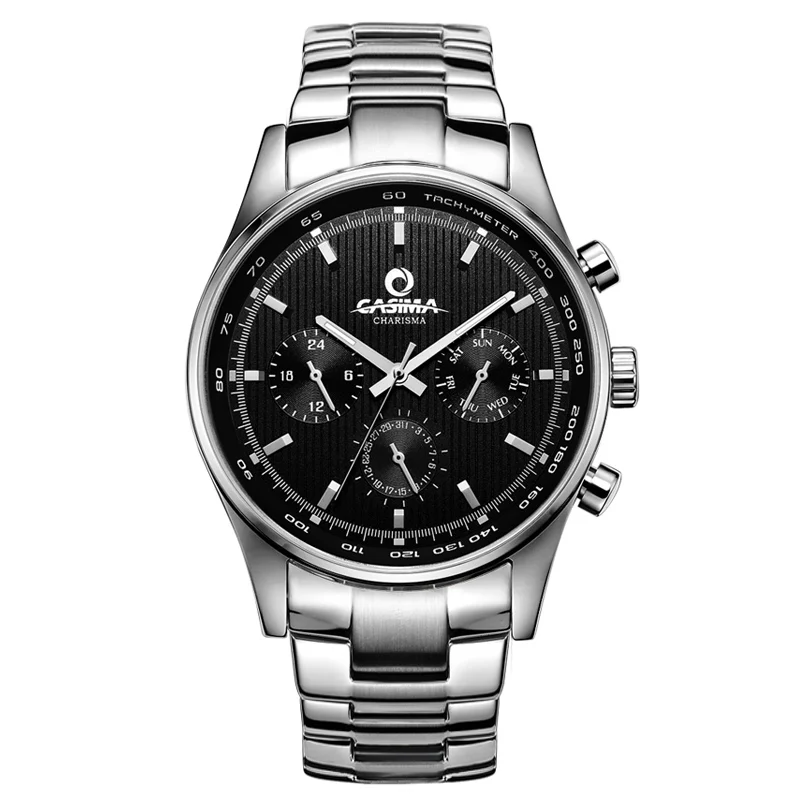 

Men Quartz Watch Chronograph Leather / Stainless Steel Strap Luminous Waterproof Wristwatch LL@17