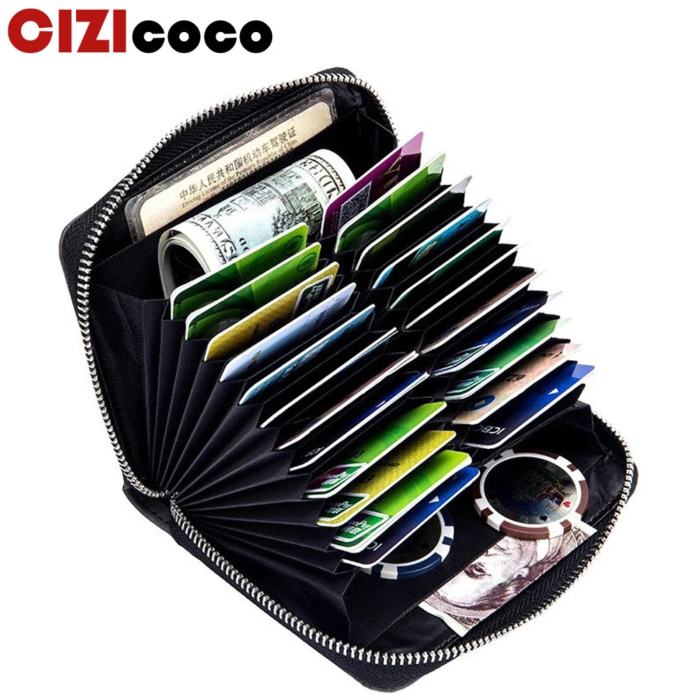 

New Brand Men Organizer RFID Credit Card Holder Large Capacity Retro Women Business Card Case Travel Wallets