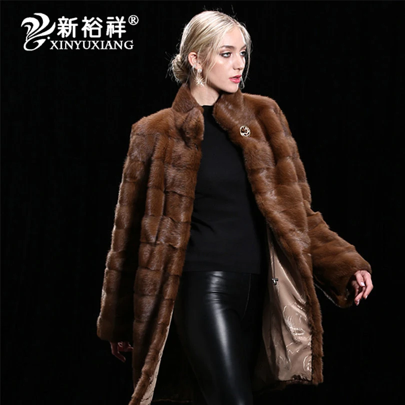 XINYUXIANG Real mink fur winter coat for women Customizable Long thick warm Natural fur Genuine Leather Real fur coat women New