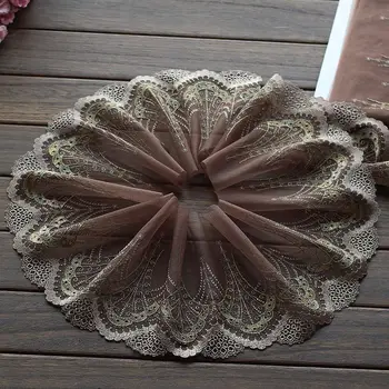 

Free shipping 2yards/lot 18cm wide Embroidered Tulle Lace trim mesh lace trim ~yellow~ beautiful