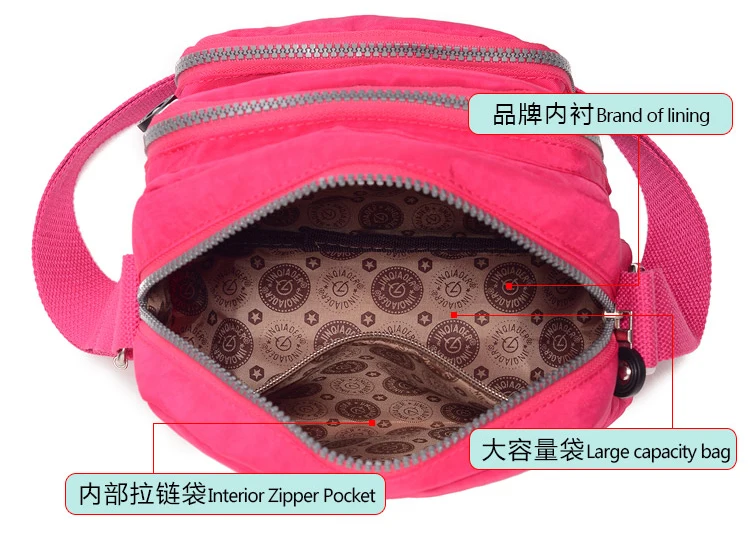 Alta Qualidade Mulheres Mensageiro Sacos Crossbody saco de Três Bolso Com Zíper