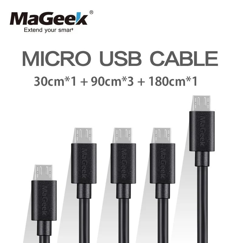 [5 штук] MaGeek Micro USB кабель 0,3 m/0,9 m x 3/1,8 m Быстрая Зарядка Кабели для мобильных телефонов samsung LG huawei Android