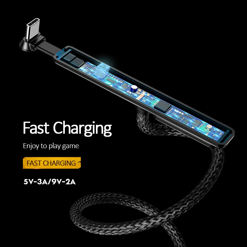 USAMS Type C Cable 5V 3A 18W Fast Charging USB C Cable Game USB Wire 180 Degree fast Braided Data Sync for Samsung Note 9 S8