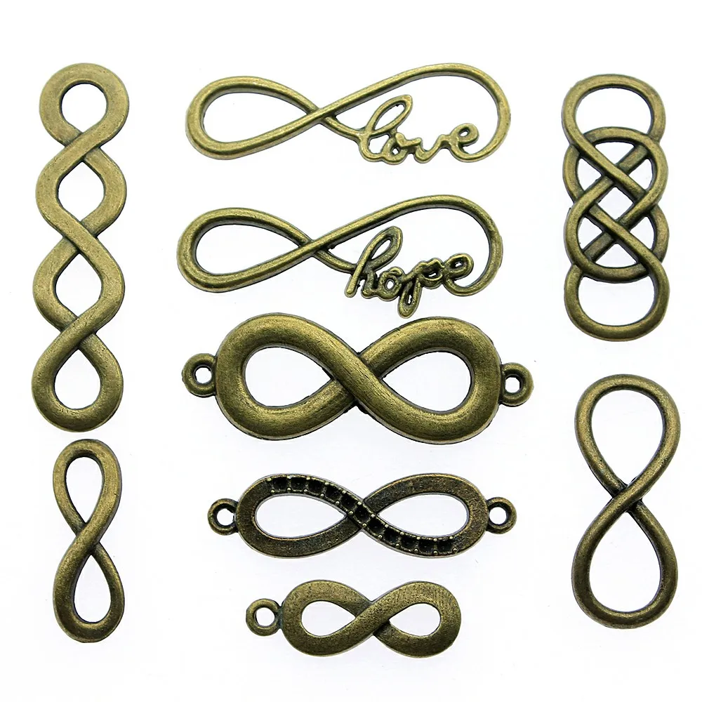 

50%OFF(10 pcs or more) Infinity Charm Antique Bronze Infinity Charm Pendants For Bracelets Infinity Connector Charm