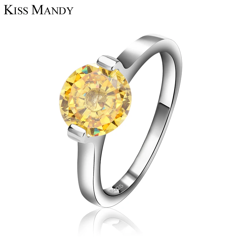 KISS MANDY 1,8 карат круглой огранки серебро цвет кольца для женские роскошные подарок ювелирные изделия LR53