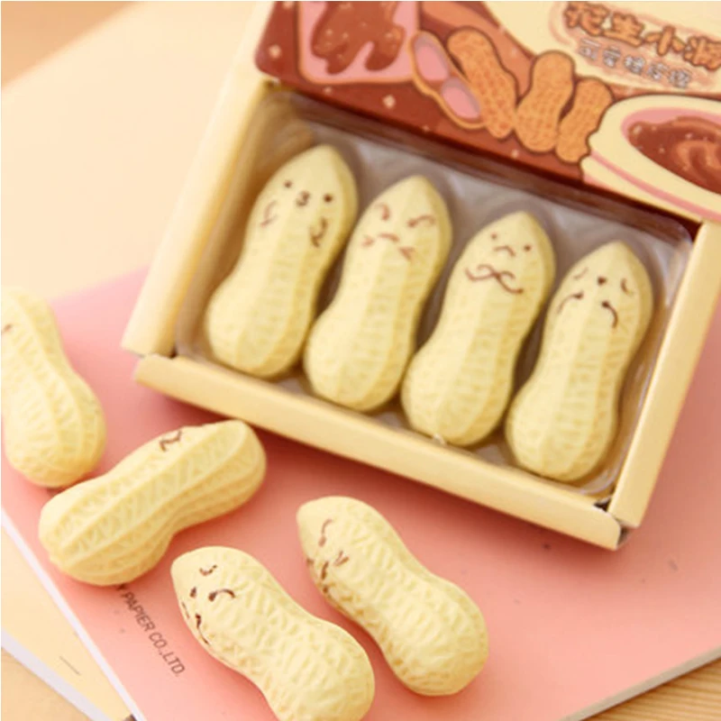 Buy 4pcs/lot Cute Peanut Novelty erasers for kids
