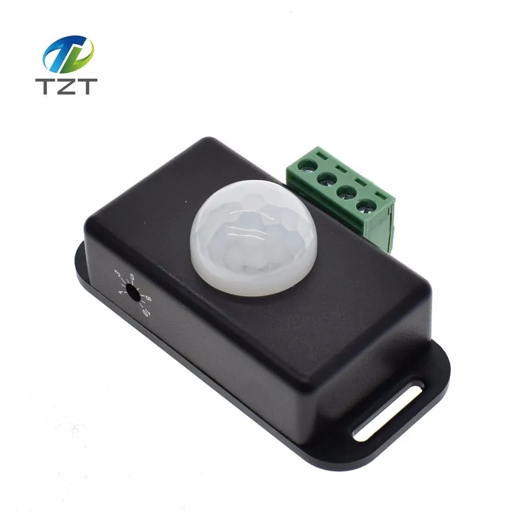 

TZT DC 12V 24V 8A Automatic Adjust PIR Motion Sensor Switch IR Infrared Detector Light Switch Module for LED Strip Light Lamp