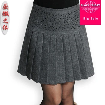 

Free shipping,High quality brand 2014 winter skirts Plus size wool slim hip bud short autumn woolen pleated skirt XXL 3XL W114